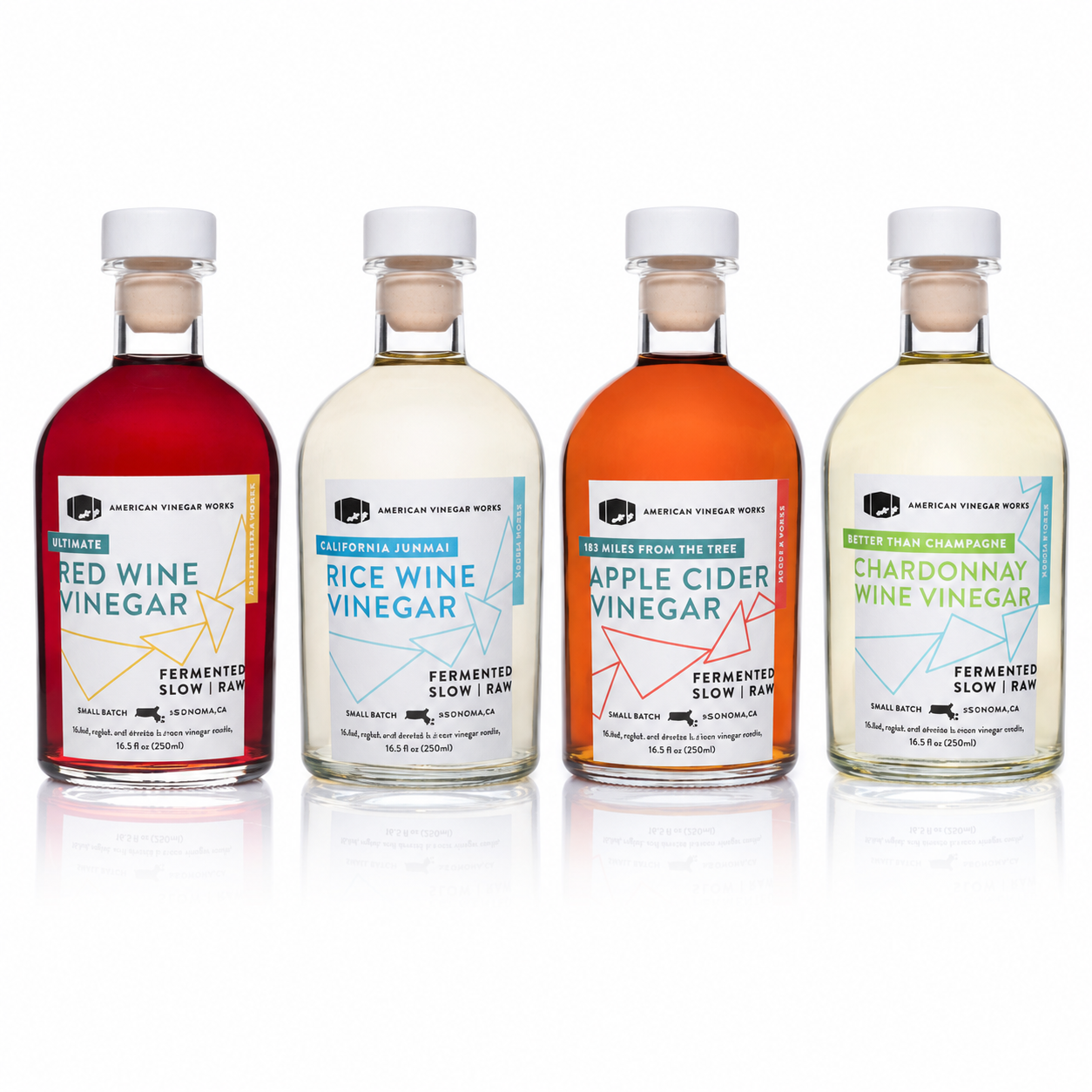 American Vinegar Works Colección de Vinagres Esenciales para la Cocina – Paquete de 4