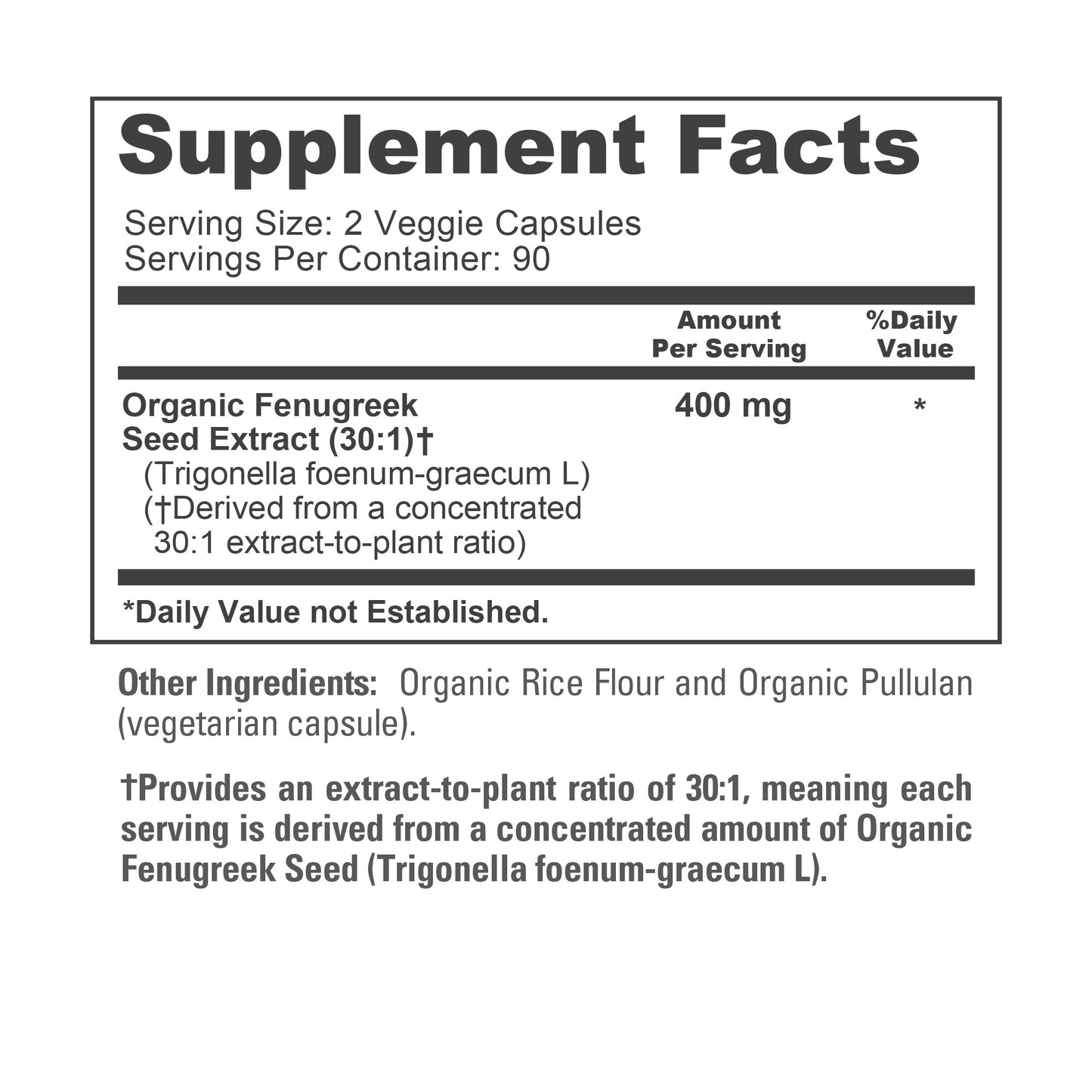 NusaPure Extracto de Semilla de Fenogreco 30:1, 400 mg por Porción, 180 Cápsulas Vegetales – Suplemento Herbal – Sin OGM, Vegano