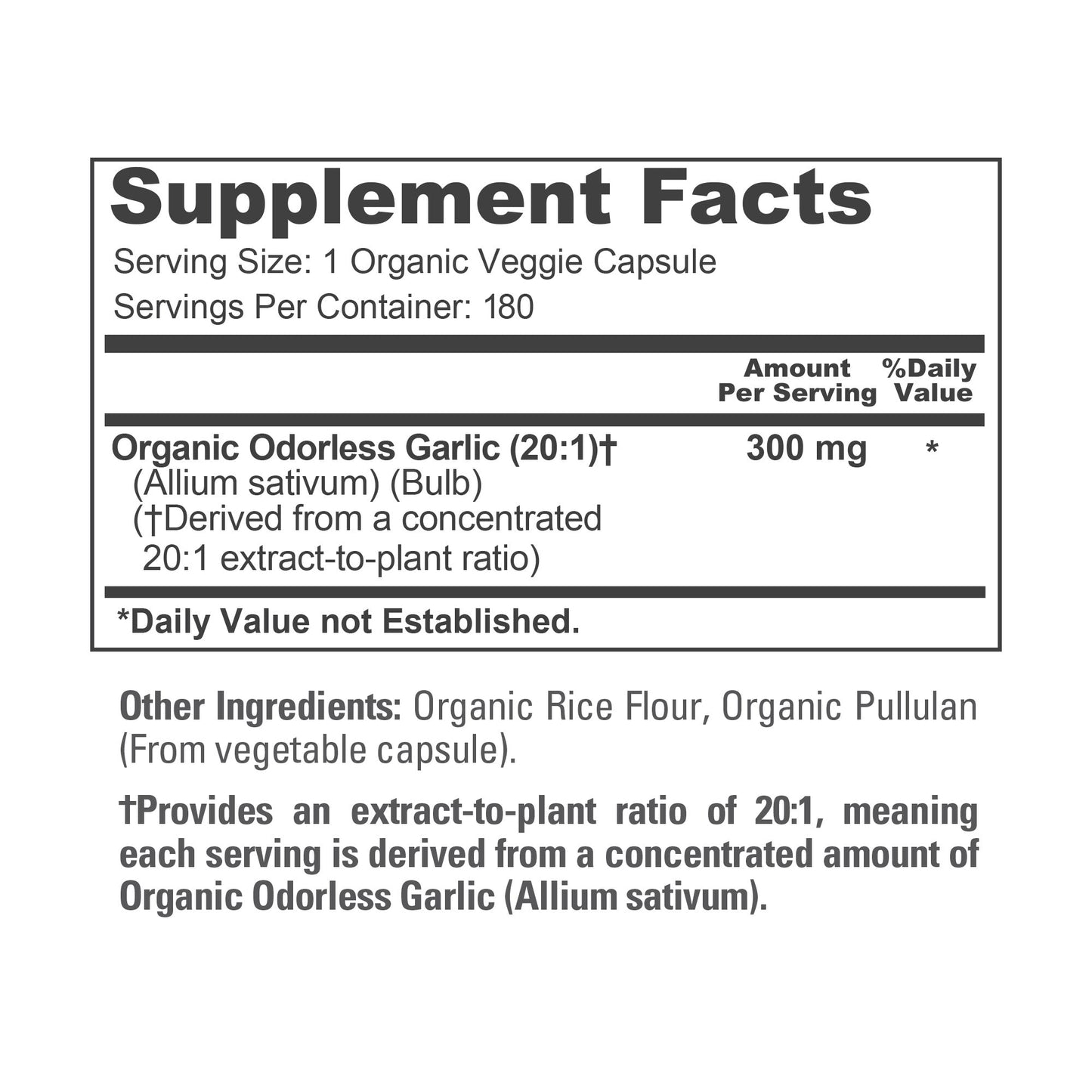 NusaPure Ajo Orgánico Súper Inodoro Extracto 20:1, 300 mg | 180 Cápsulas Vegetales | Orgánico por USDA | Suplemento Herbal | Sin OGM, Vegano