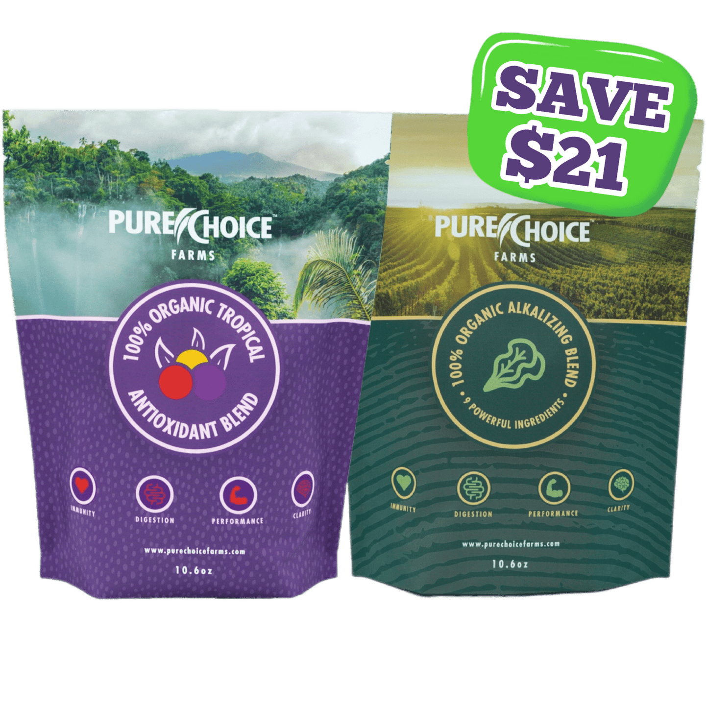 Polvos de micronutrientes Organic Tropics & Raw Greens