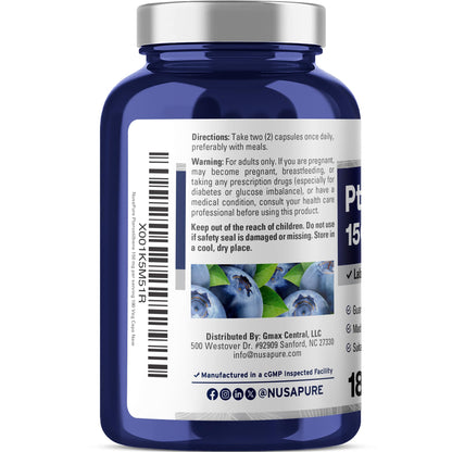 NusaPure Pterostilbene 150mg 180 Cápsulas Vegetales (Sin OGM, Vegano)