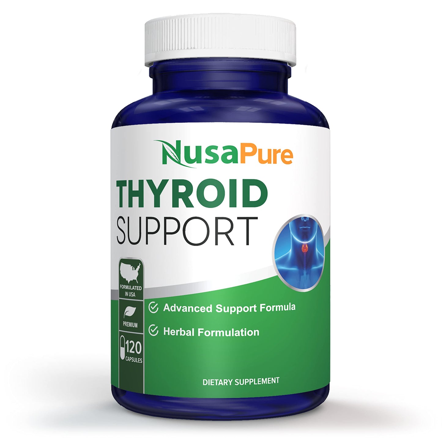 NusaPure Suplemento para el Apoyo de la Tiroides (sin OGM) 120 cápsulas, Ashwagandha, Yodo, Zinc, alga marina, Vitamina B12, L-Tirosina, Selenio, Cobre