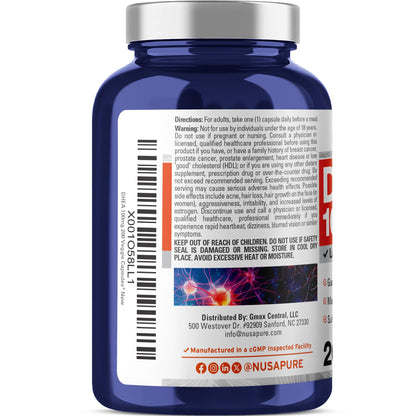NusaPure DHEA 100mg 200 Cápsulas Vegetales (Vegetariano, Sin OGM)