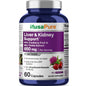 NusaPure Apoyo para Hígado y Riñones con Fruta de Arándano y Extracto de Cardo Mariano 650 mg 60 Cápsulas Sin OGM Sin Soya Suplemento Dietético