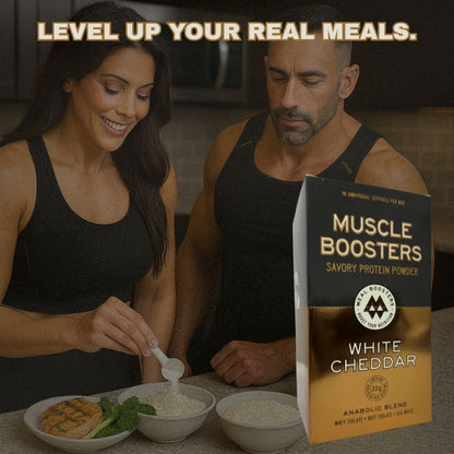 Muscle Boosters White Cheddar Box - Organic Grass-Fed Whey Protein Isolate (10 Single Serve Packs)