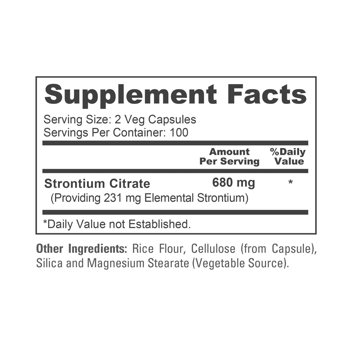 NusaPure Citrato de estroncio - Apto para vegetarianos/veganos, sin OMG - 680 mg 200 cápsulas