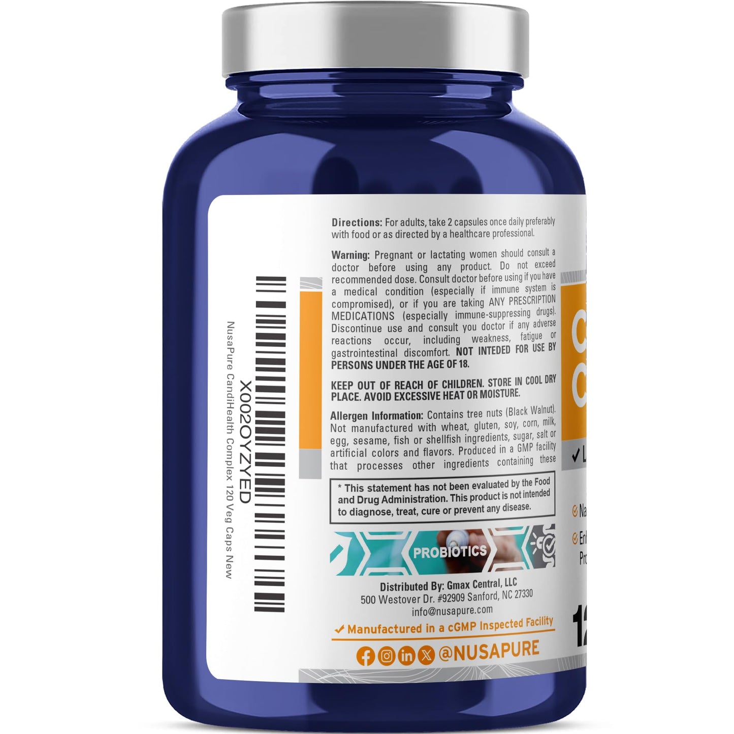 NusaPure CandiHealth Complex (no OGM, vegano) 120 cápsulas vegetales