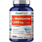 NusaPure L Methionine 1200mg | 200 Capsules | Non-GMO | Vegan Supplement