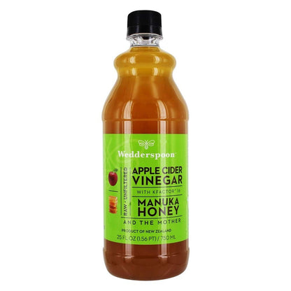 Wedderspoon Vinagre de Sidra de Manzana con Miel de Manuka Monofloral y Madre, 739 ml