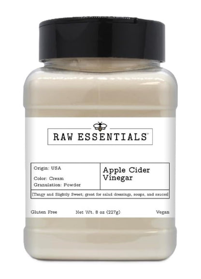 Raw Essentials Apple Cider Vinegar Powder | Tangy and Slightly Sweet | great for Salads, Dressings, Soups and Sauces | 8 Ounce Bottle | Gluten-free and Vegan
