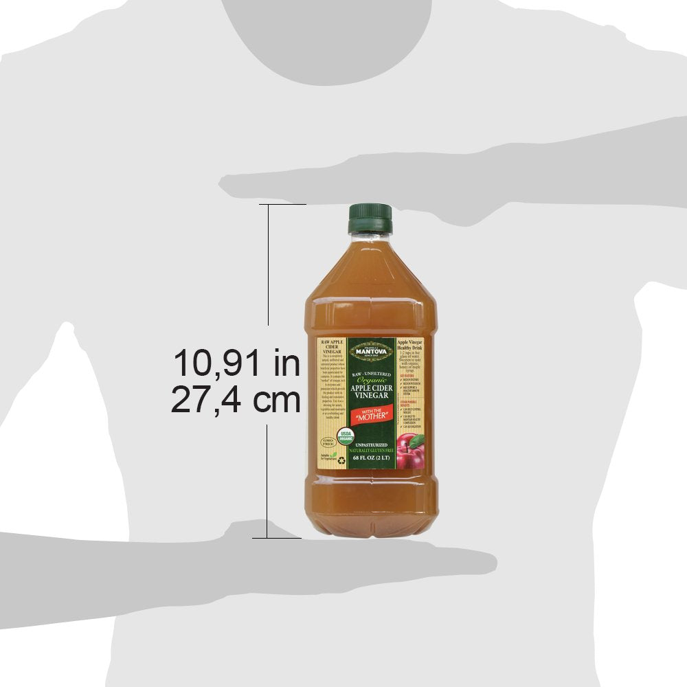 Vinagre de sidra de manzana orgánico Mantova con la madre – Crudo y sin filtrar, 68 fl oz