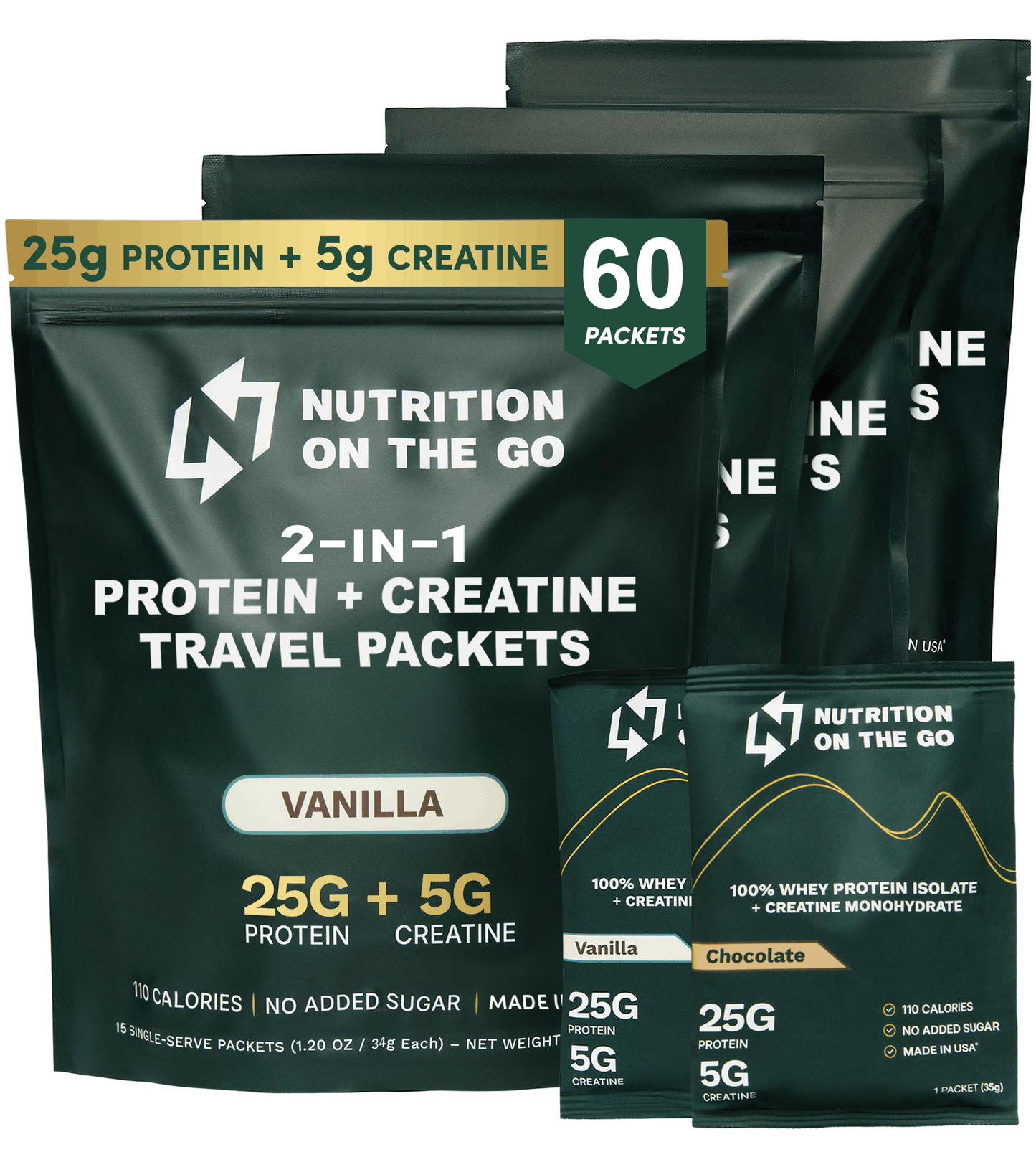 Sobres de viaje de Aislado de Proteína de Suero de Leche + Creatina 2 en 1