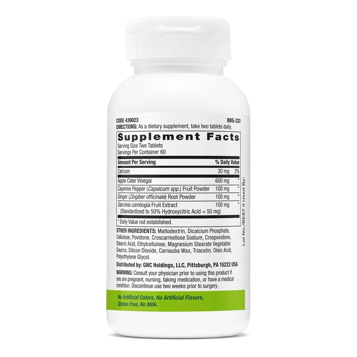 GNC SuperFoods Vinagre de Manzana con Jengibre y Cayena – 120 Comprimidos