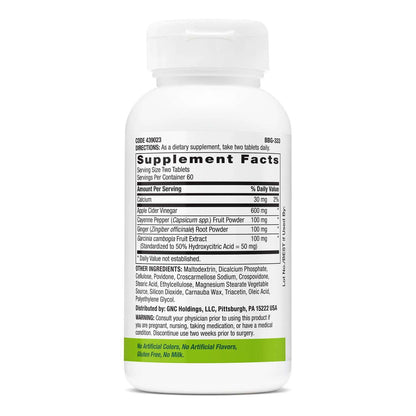 GNC SuperFoods Vinagre de Manzana con Jengibre y Cayena – 120 Comprimidos