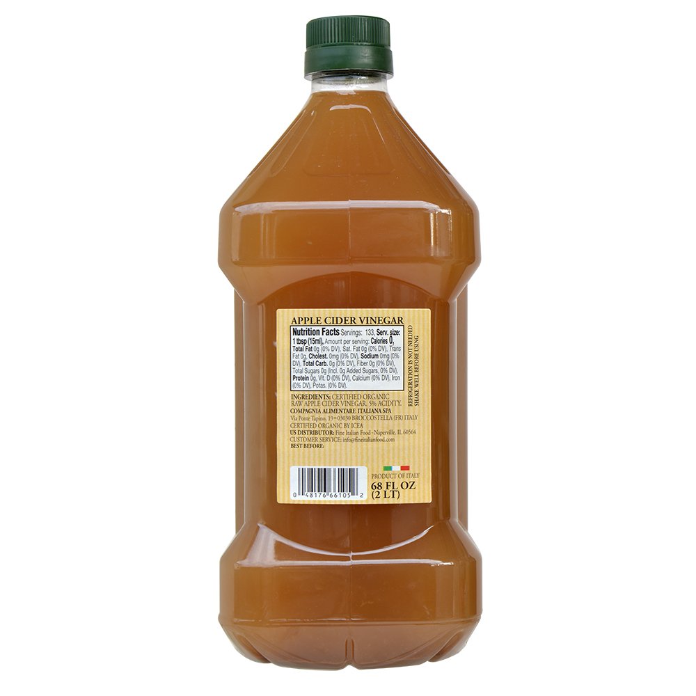 Vinagre de sidra de manzana orgánico Mantova con la madre – Crudo y sin filtrar, 68 fl oz
