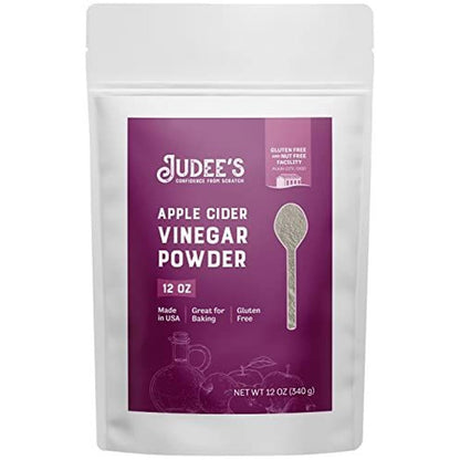 Vinagre de sidra de manzana en polvo de Judee's, 12 oz - Sin gluten y sin frutos secos - Apto para dieta cetogénica y excelente para hornear y cocinar - Añade a adobos, glaseados, aderezos secos y más