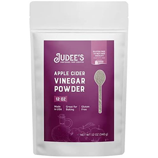 Vinagre de sidra de manzana en polvo de Judee's, 12 oz - Sin gluten y sin frutos secos - Apto para dieta cetogénica y excelente para hornear y cocinar - Añade a adobos, glaseados, aderezos secos y más