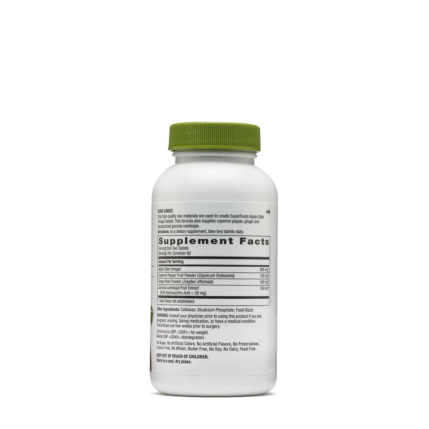 GNC SuperFoods Vinagre de Manzana con Jengibre y Cayena – 120 Comprimidos