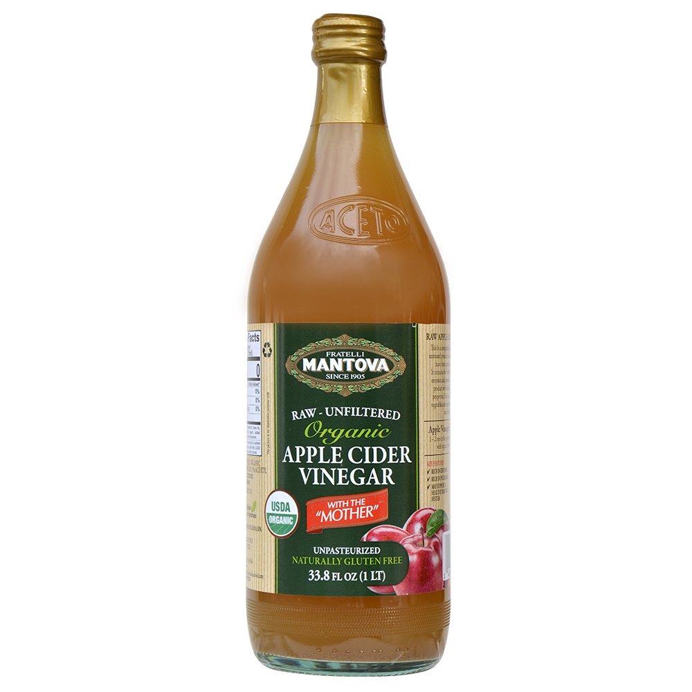 Vinagre de sidra de manzana orgánico Mantova con la madre – Crudo y sin filtrar, 33.8 fl oz