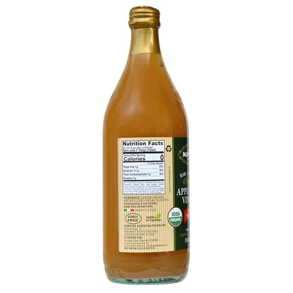 Vinagre de sidra de manzana orgánico Mantova con la madre – Crudo y sin filtrar, 33.8 fl oz