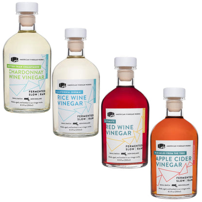 American Vinegar Works Colección de Vinagres Esenciales para la Cocina – Paquete de 4