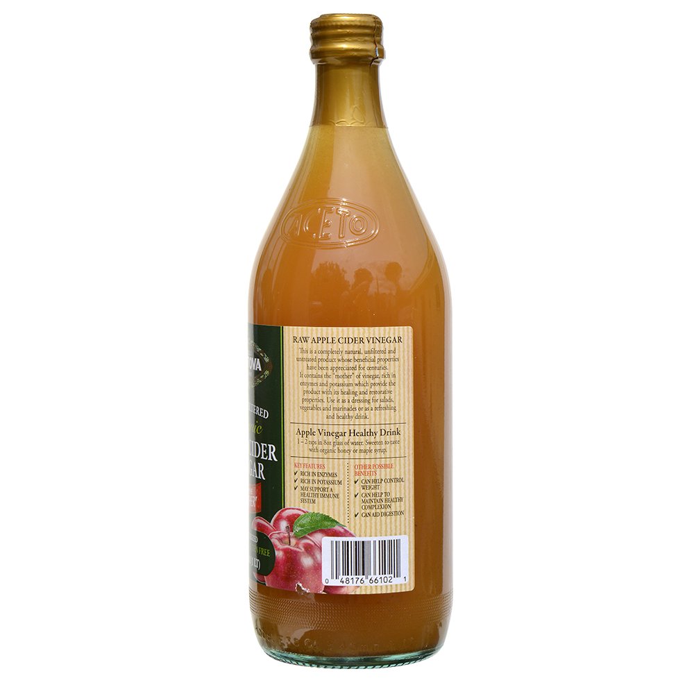 Vinagre de sidra de manzana orgánico Mantova con la madre – Crudo y sin filtrar, 33.8 fl oz