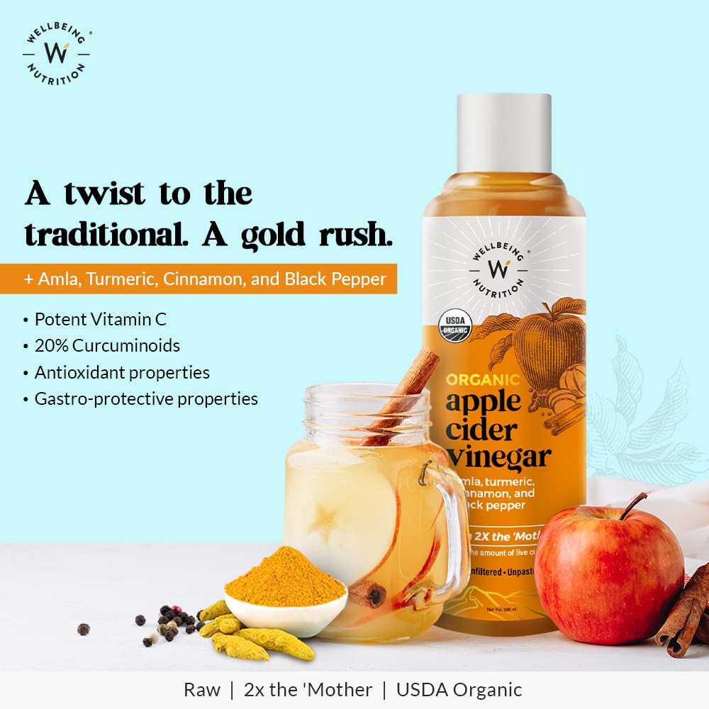 Wellbeing Nutrition Vinagre de Sidra de Manzana del Himalaya con 2X Madre – 500 mL