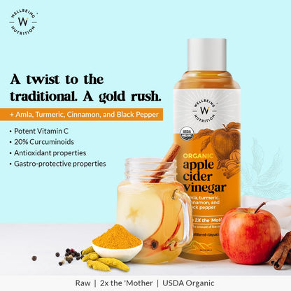 Wellbeing Nutrition Vinagre de Sidra de Manzana del Himalaya con 2X Madre – 500 mL