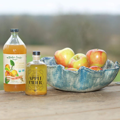 Mother Earth Organic Apple Cider Vinegar With The Mother – 14 oz Glass Apothecary Bottle