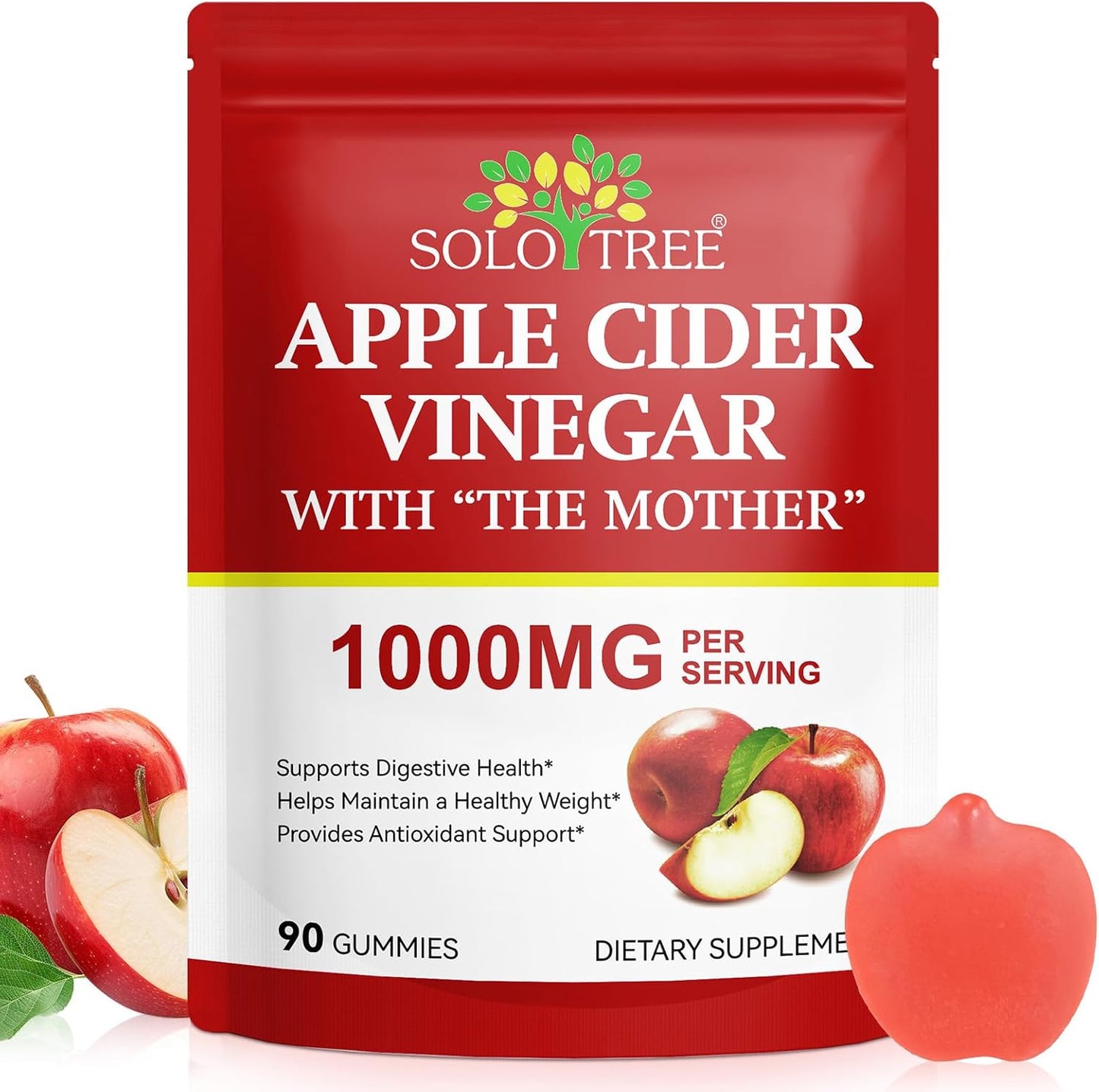 Gomitas de vinagre de sidra de manzana Nifeishi con la madre – 1,000 mg, 90 unidades