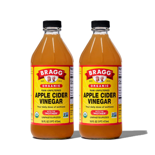 Vinagre de sidra de manzana crudo orgánico Bragg con la Madre – 16 oz, paquete de 2
