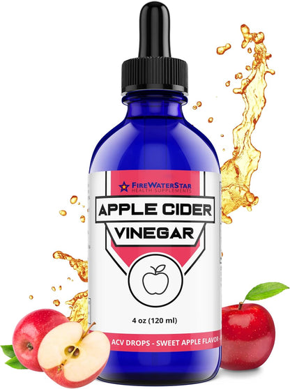 Gotas de vinagre de sidra de manzana con la madre con sabor a manzana FWS – 4 fl oz