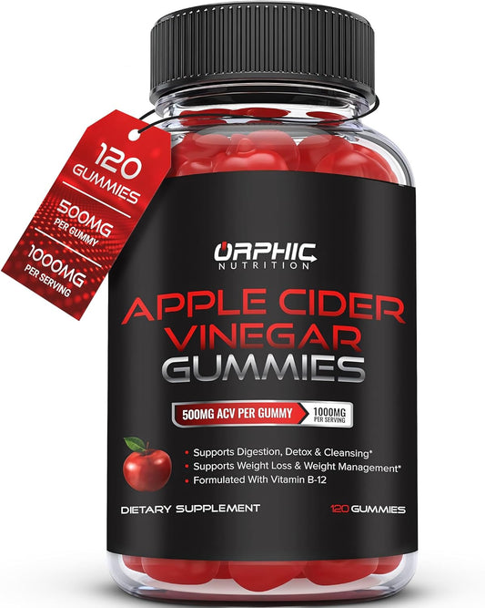 Gomitas de vinagre de sidra de manzana Orphic Nutrition con la Madre – 1,000 mg, 120 unidades