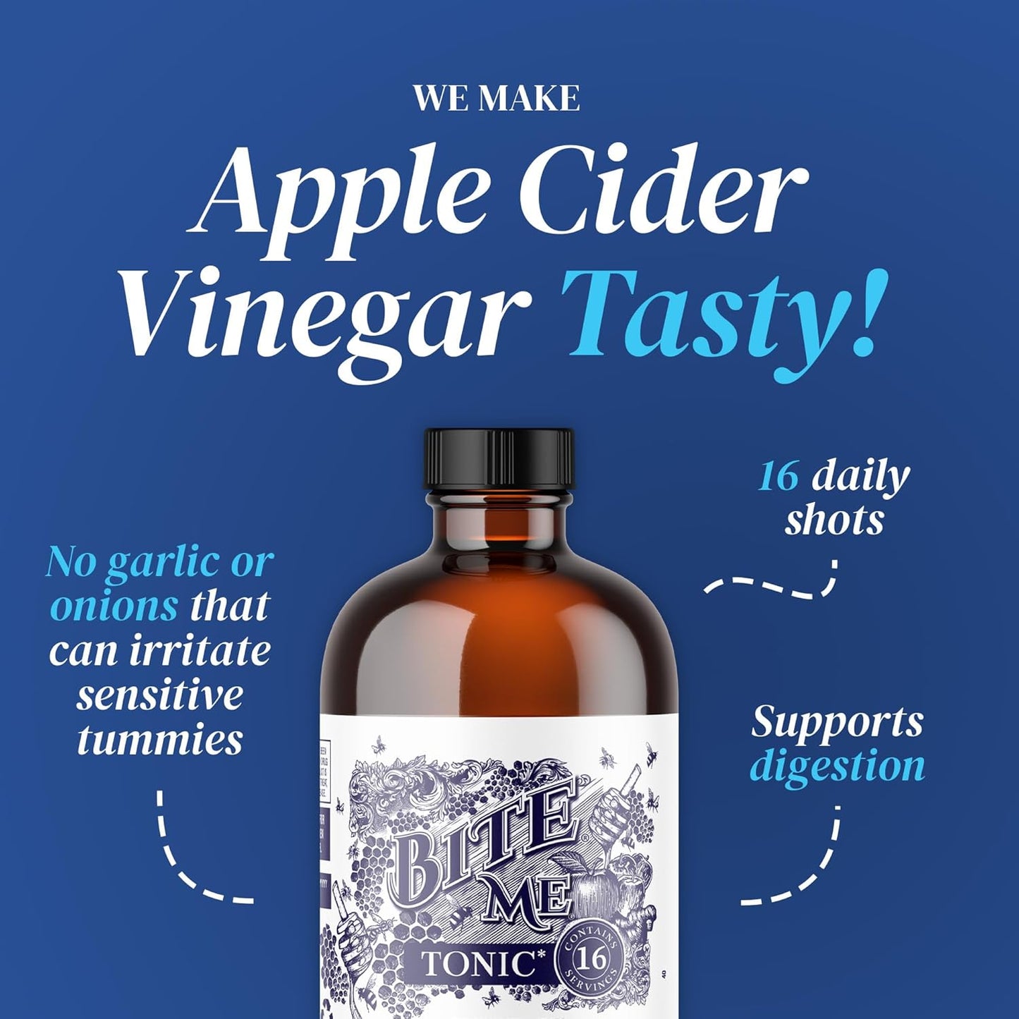 Bite Me Tónico Vinagre de Sidra de Manzana con Miel de Manuka – 16 fl oz