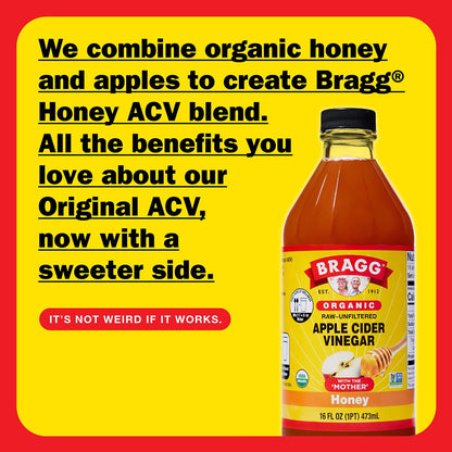Bragg Organic Flavored Apple Cider Vinegar with the Mother – Raw & Unfiltered, 16 fl oz