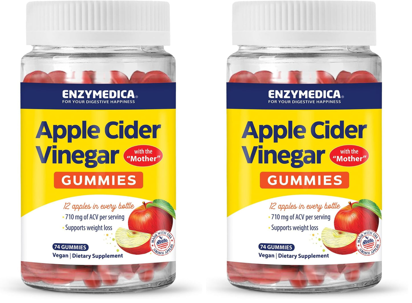Gomitas de vinagre de sidra de manzana Enzymedica con la madre y vitamina B12