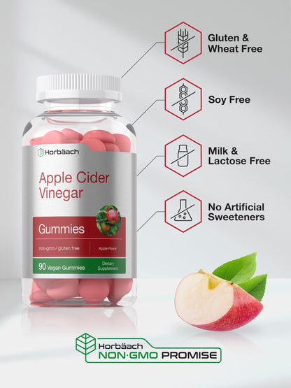 Gomitas de vinagre de sidra de manzana Horbäach – Sabor Manzana, 400 mg, 90 unidades