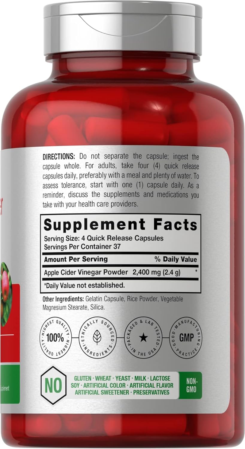 Cápsulas de Vinagre de Sidra de Manzana Horbäach – 2,400 mg, 150 Unidades