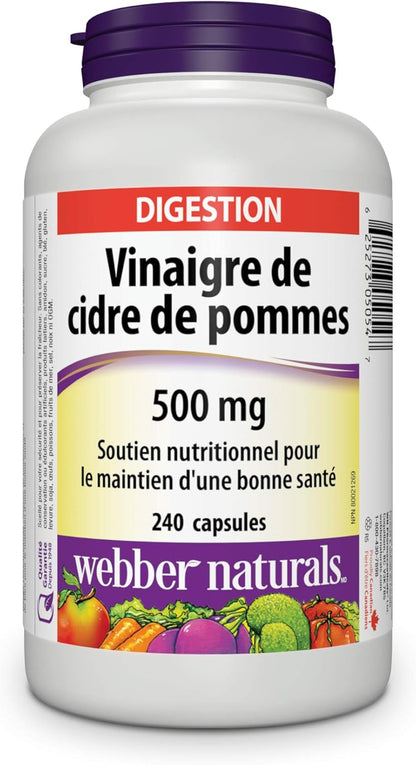 Webber Naturals Vinagre de Sidra de Manzana 500 mg, 240 Cápsulas