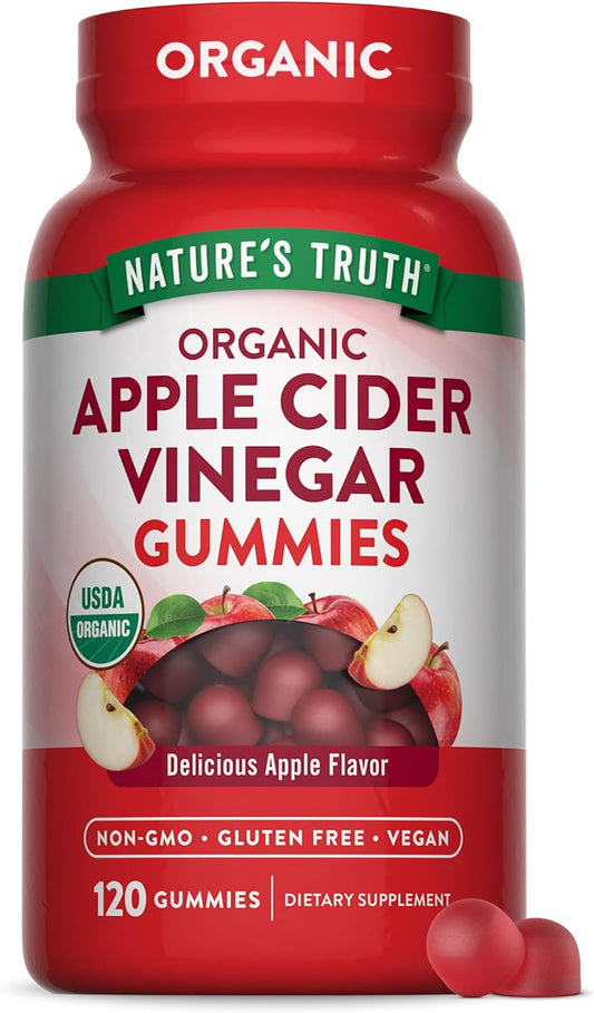 Gomitas de vinagre de sidra de manzana orgánico Nature’s Truth – Sabor a manzana, veganas, 120 unidades