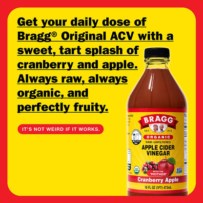 Bragg Organic Flavored Apple Cider Vinegar with the Mother – Raw & Unfiltered, 16 fl oz