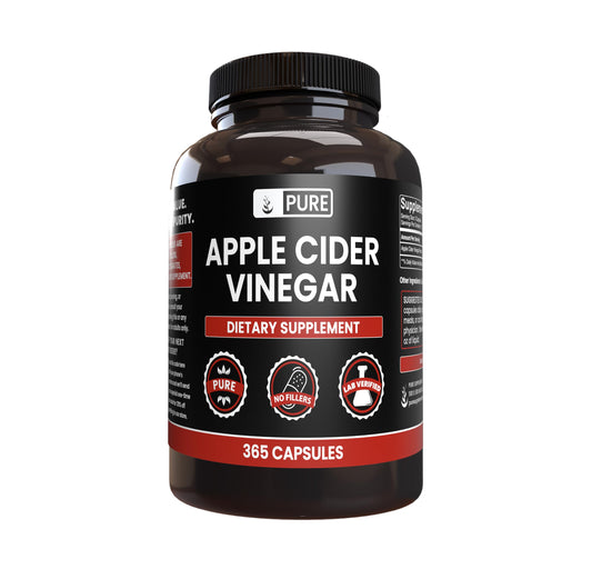 Vinagre de Manzana Puro de Original Ingredients, Sin Estearato de Magnesio ni Rellenos de Arroz, Sin OGM, Vinagre de Manzana en Polvo sin Diluir y sin Aditivos (365 Cápsulas)