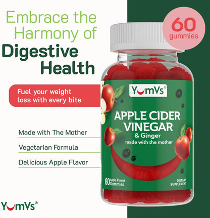 Gomitas de Vinagre de Sidra de Manzana Yum-V's con Jengibre y la Madre - 60 unidades