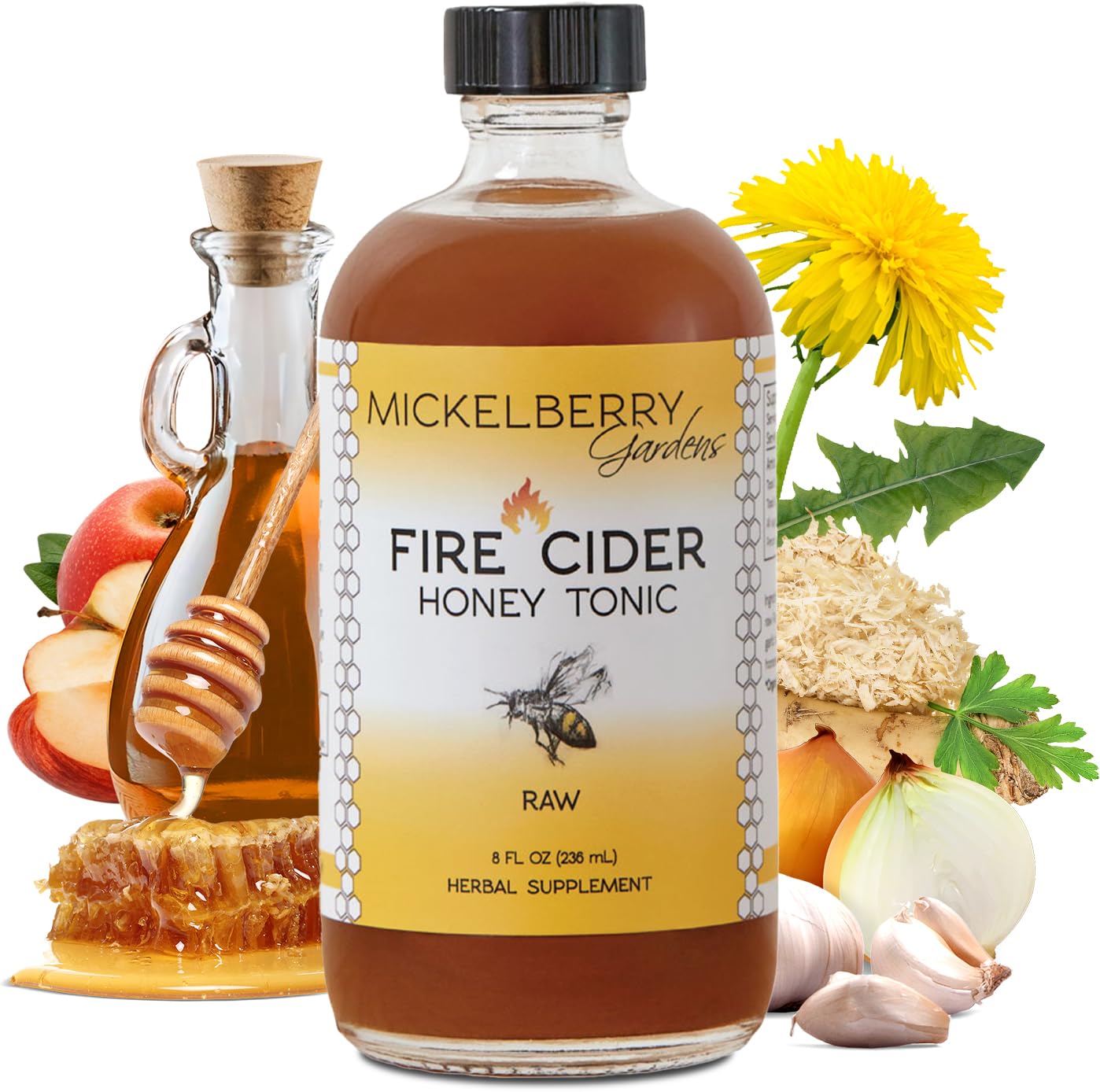 Tónico de miel Fire Cider de Mickelberry Gardens con vinagre de sidra de manzana