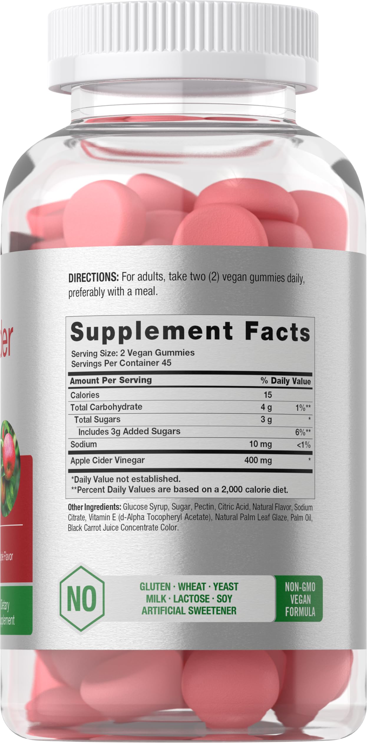 Gomitas de vinagre de sidra de manzana Horbäach – Sabor Manzana, 400 mg, 90 unidades