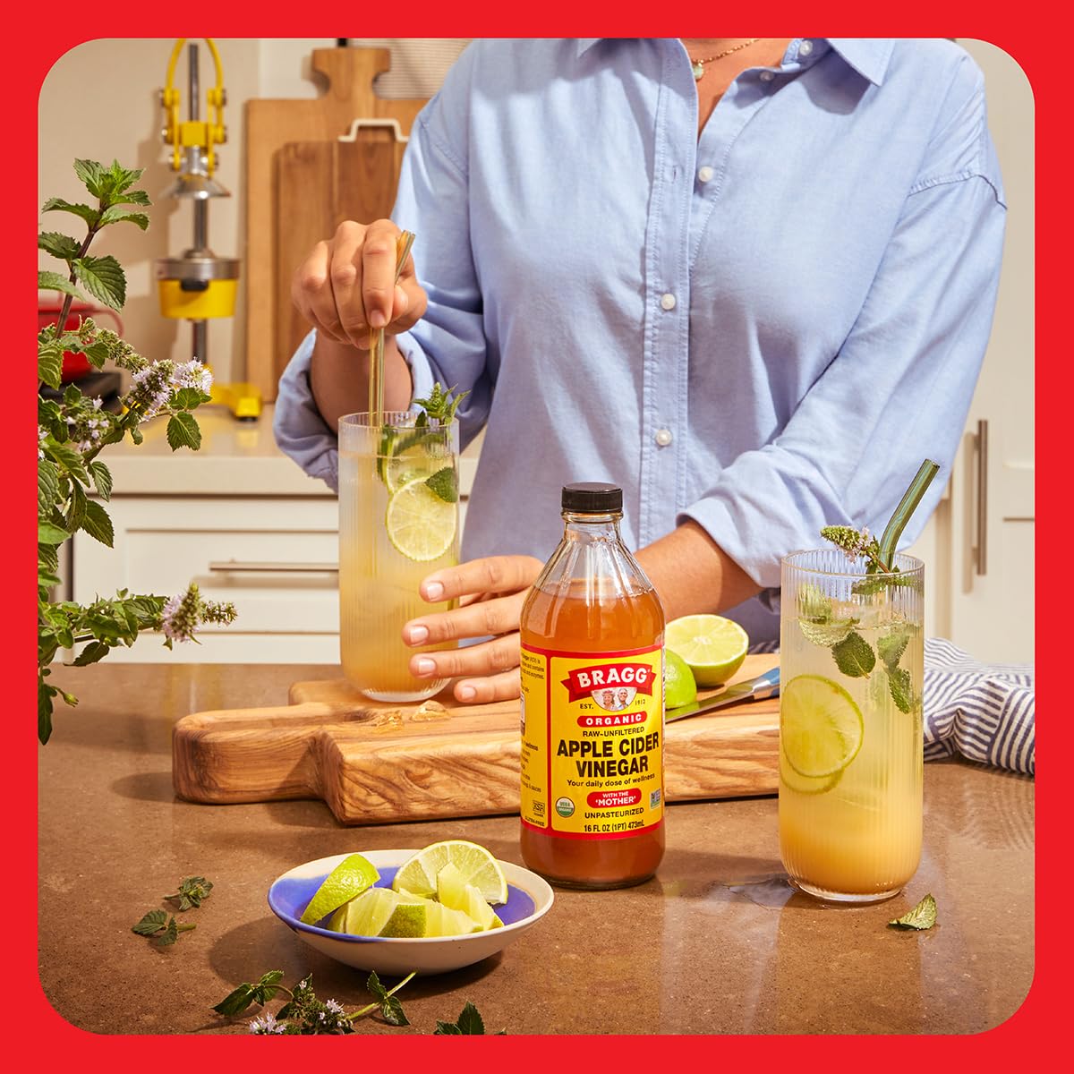 Vinagre de sidra de manzana crudo orgánico Bragg con la Madre – 16 oz, paquete de 2