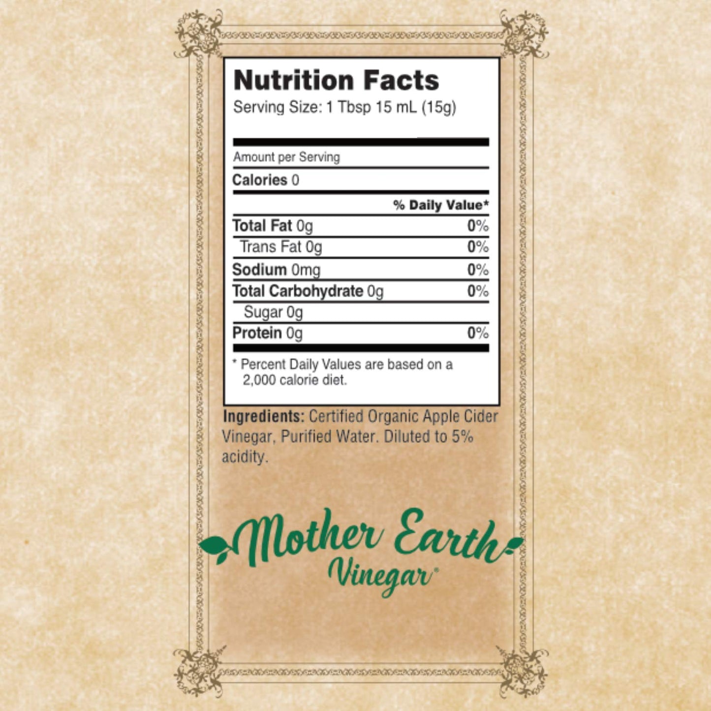 Mother Earth Organic Apple Cider Vinegar with the Mother – Raw & Unfiltered, 64 fl oz