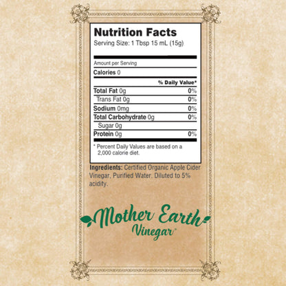 Mother Earth Organic Apple Cider Vinegar with the Mother – Raw & Unfiltered, 64 fl oz