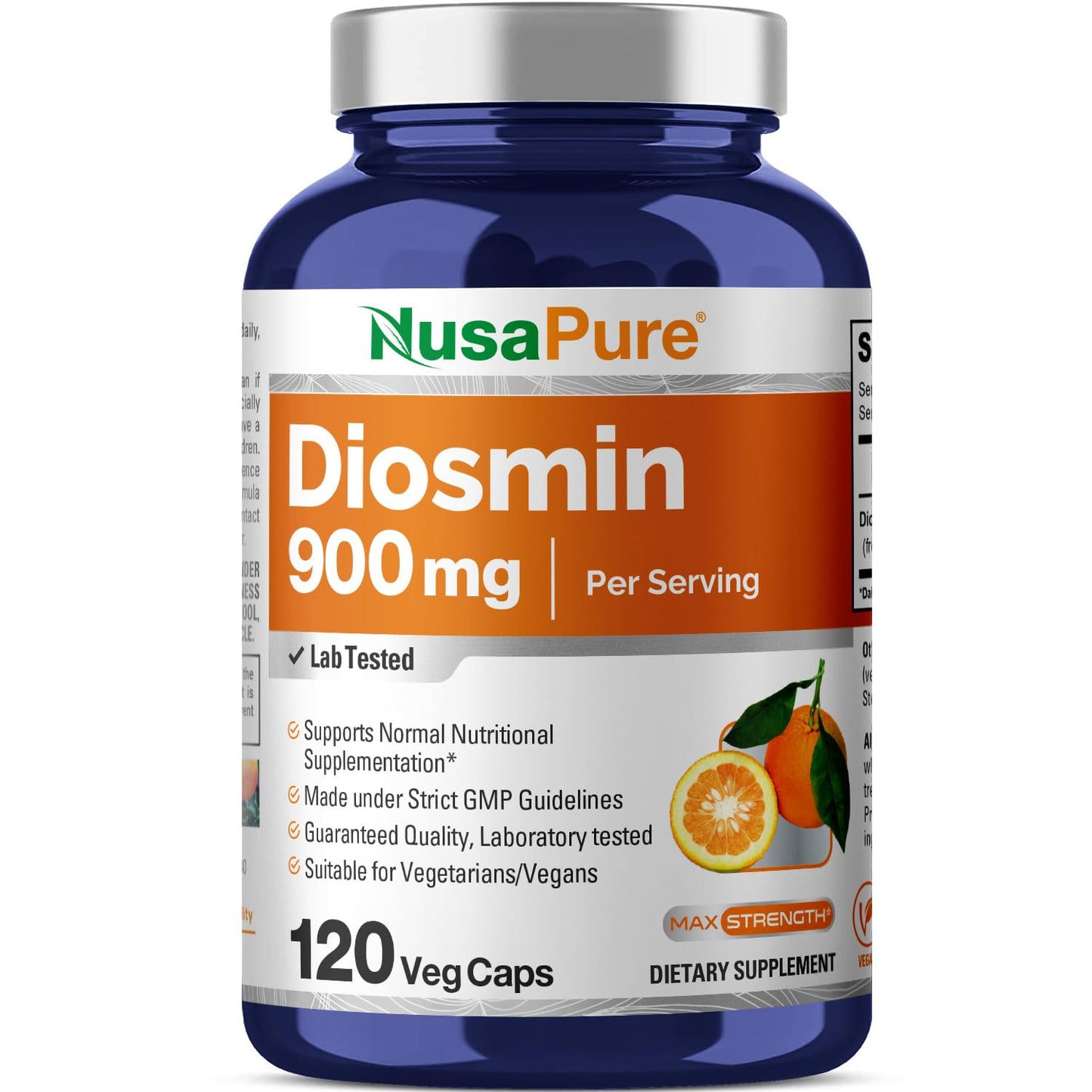 NusaPure Diosmina 900 mg por porción, 120 cápsulas vegetales (sin OGM, vegano)