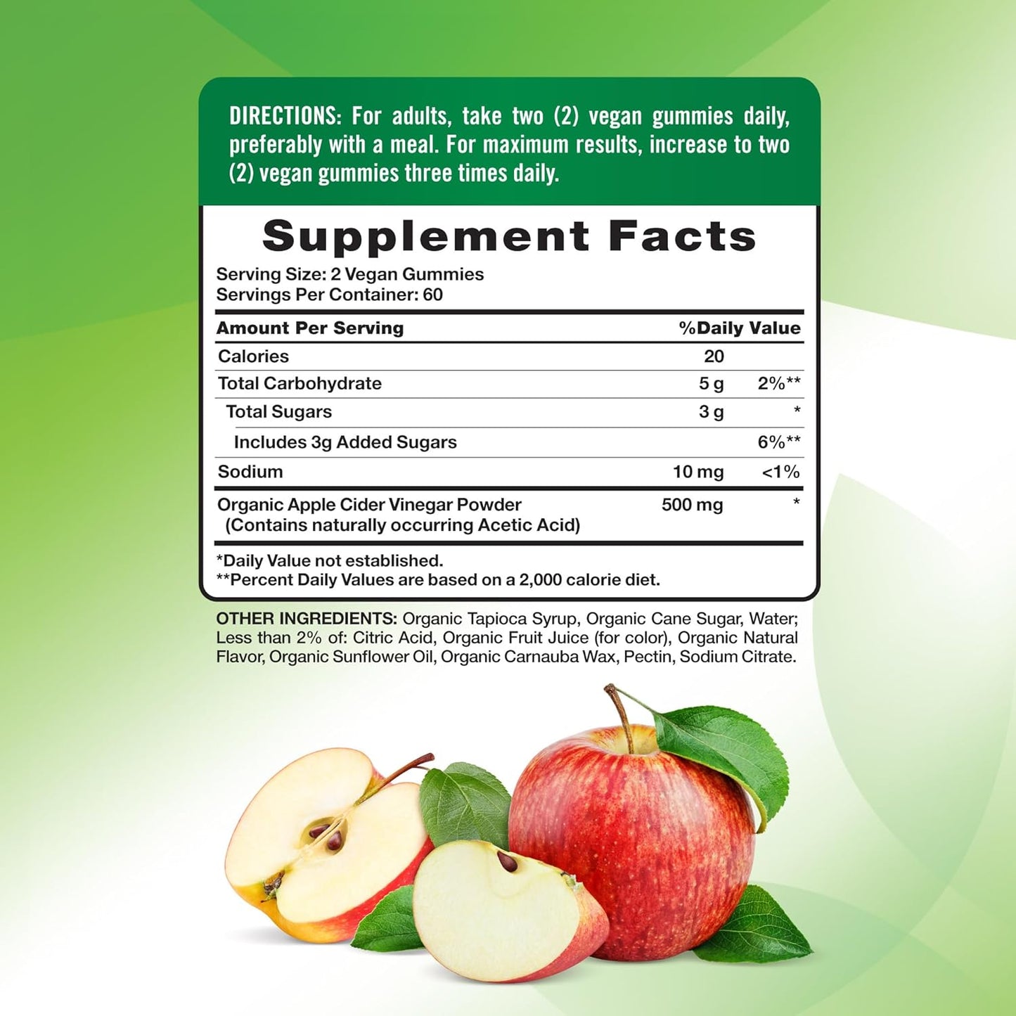 Gomitas de vinagre de sidra de manzana orgánico Nature’s Truth – Sabor a manzana, veganas, 120 unidades